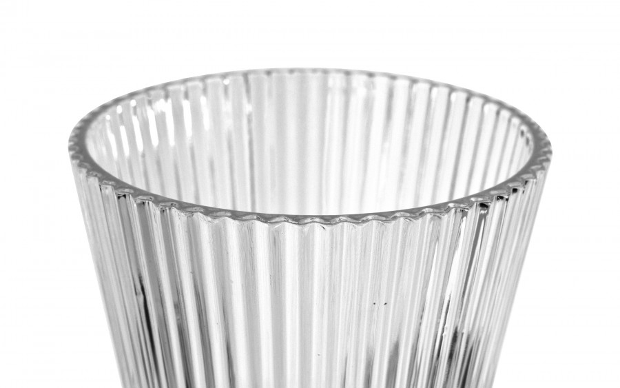 Świecznik szklany na metalowej nodze 20cm JKO288