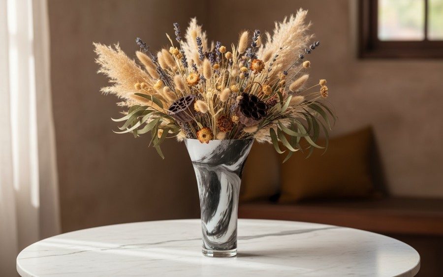 Wazon szklany 28 cm czarno-biały 2310/C275