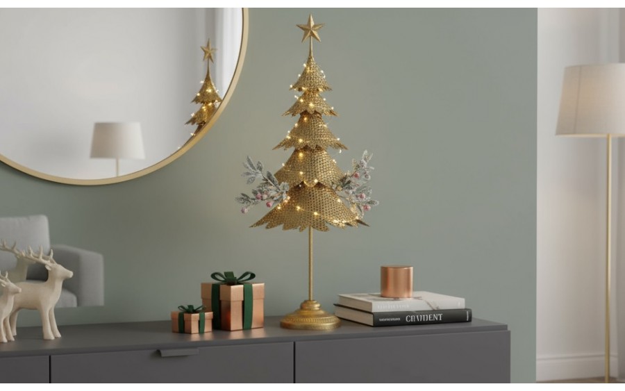Figurka świąteczna Choinka metalowa 97 cm złota