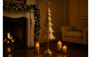 Figurka świąteczna Choinka metalowa 97 cm złota