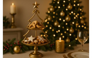 Patera 2-poziomowa metalowa Choinka 73 cm