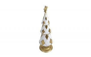 Figurka świąteczna Choinka biało złota 46 cm