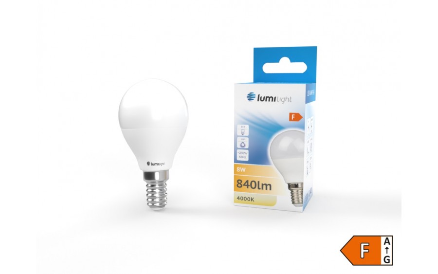 Żarówka LED kulka G45 E14 8W Mleczna Neutral