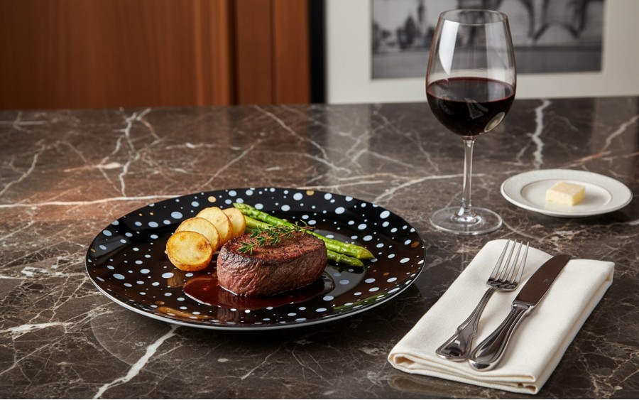 Talerz płytki obiadowy Black Galaxy 28 cm