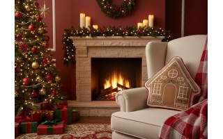 Poduszka świąteczna Domek 37x43 cm