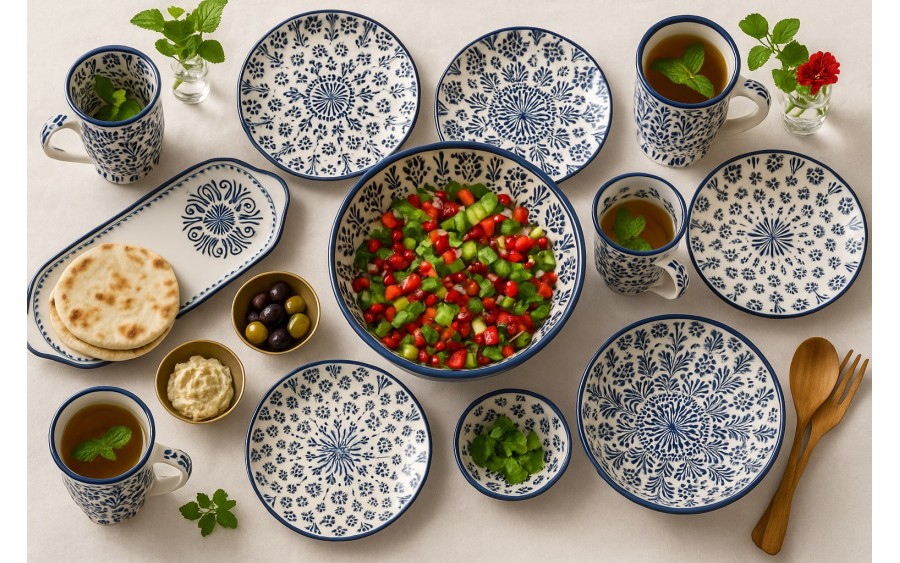 Salaterka ceramiczna 21 cm Oriental White Blue