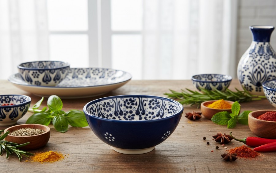 Salaterka ceramiczna 12 cm Oriental White Blue