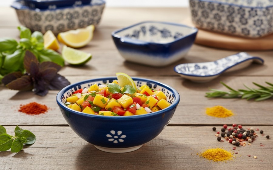 Mini Salaterka/dip ceramiczna 8,5 cm Oriental White Blue