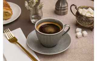 Filiżanka porcelanowa 320 ml + spodek Dalia Szara