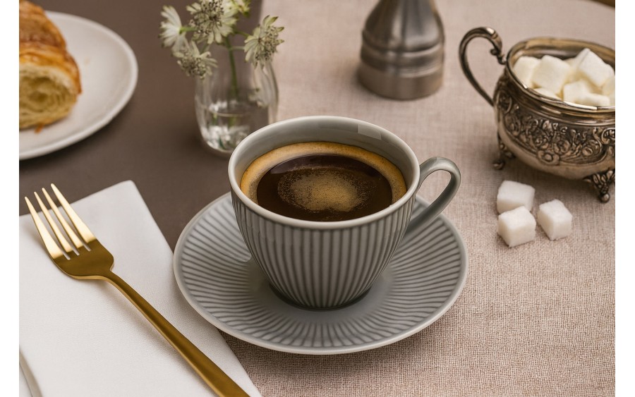 Filiżanka porcelanowa 320 ml + spodek Dalia Szara