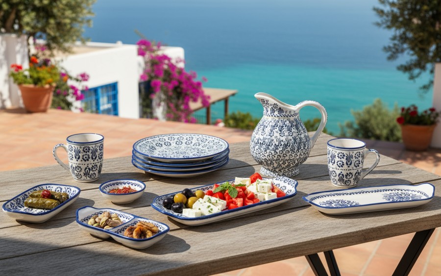 Dip podwójny ceramiczny Oriental White Blue