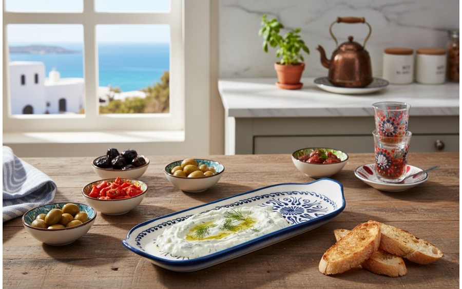 Półmisek ceramiczny 31x12 cm Oriental White Blue