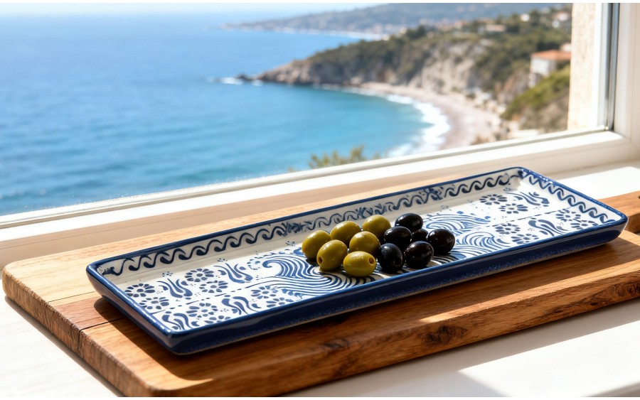 Półmisek ceramiczny 25x9 cm Oriental White Blue