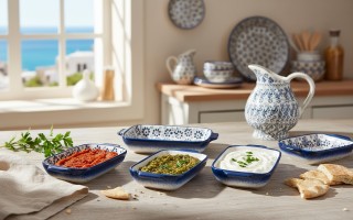 Salaterka ceramiczna z uchwytami 12,5 cm Oriental White Blue