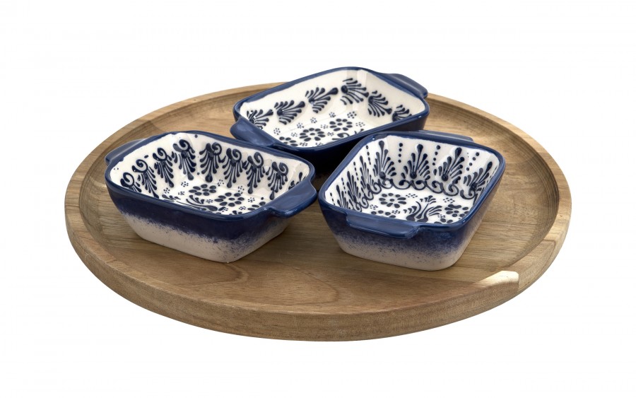 Salaterka ceramiczna z uchwytami 12,5 cm Oriental White Blue