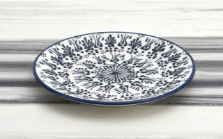 Talerz deserowy 18 cm ceramiczny Oriental White Blue