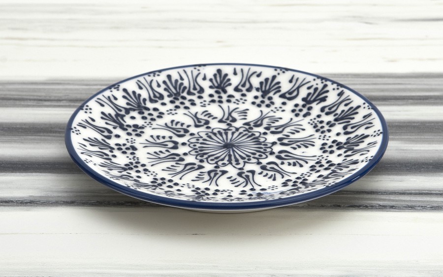 Talerz deserowy 18 cm ceramiczny Oriental White Blue