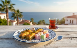 Talerz deserowy 18 cm ceramiczny Oriental White Blue