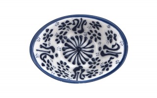 Salaterka ceramiczna owalna 10x7 cm Oriental White Blue