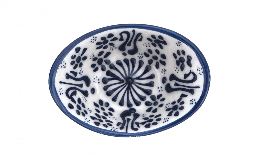 Salaterka ceramiczna owalna 10x7 cm Oriental White Blue