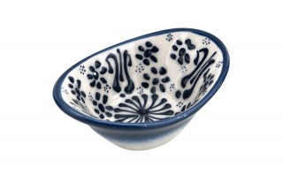 Salaterka ceramiczna owalna 10x7 cm Oriental White Blue