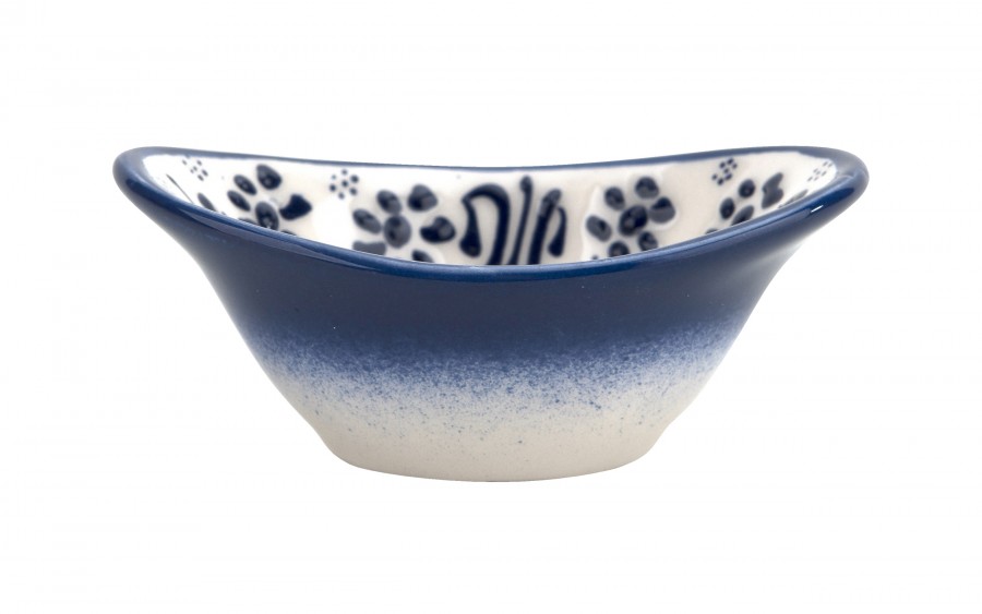 Salaterka ceramiczna owalna 10x7 cm Oriental White Blue