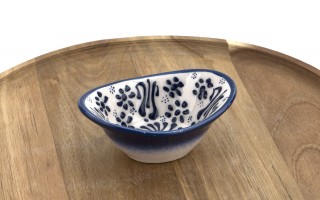 Salaterka ceramiczna owalna 10x7 cm Oriental White Blue