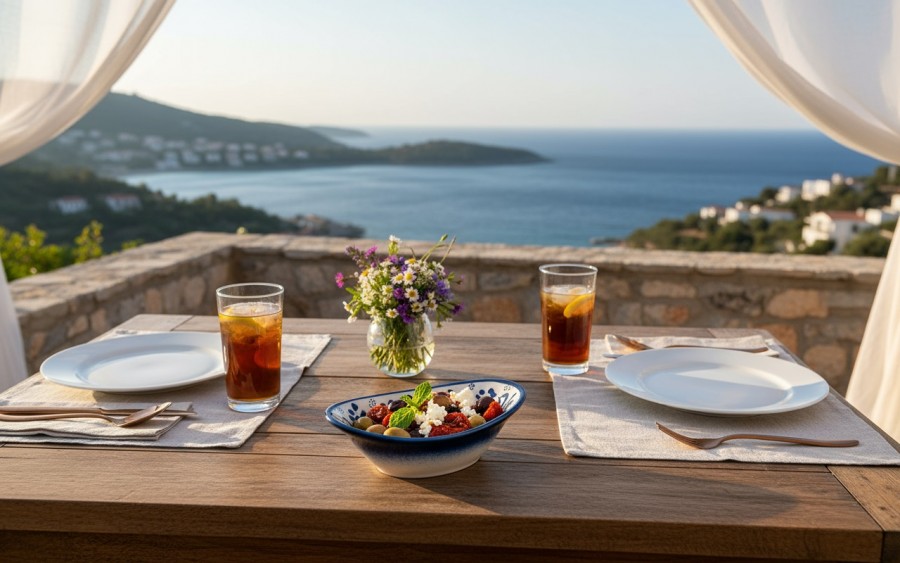 Salaterka ceramiczna owalna 10x7 cm Oriental White Blue