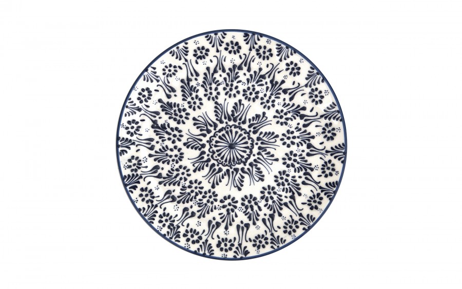 Talerz płytki obiadowy 25 cm ceramiczny Oriental White Blue