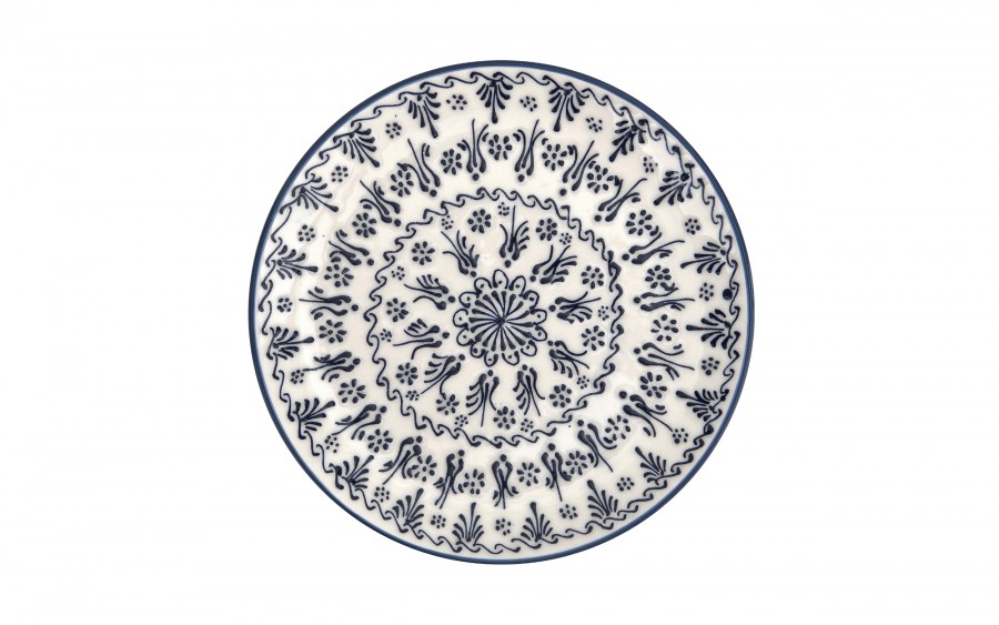 Talerz płytki obiadowy 25 cm ceramiczny Oriental White Blue