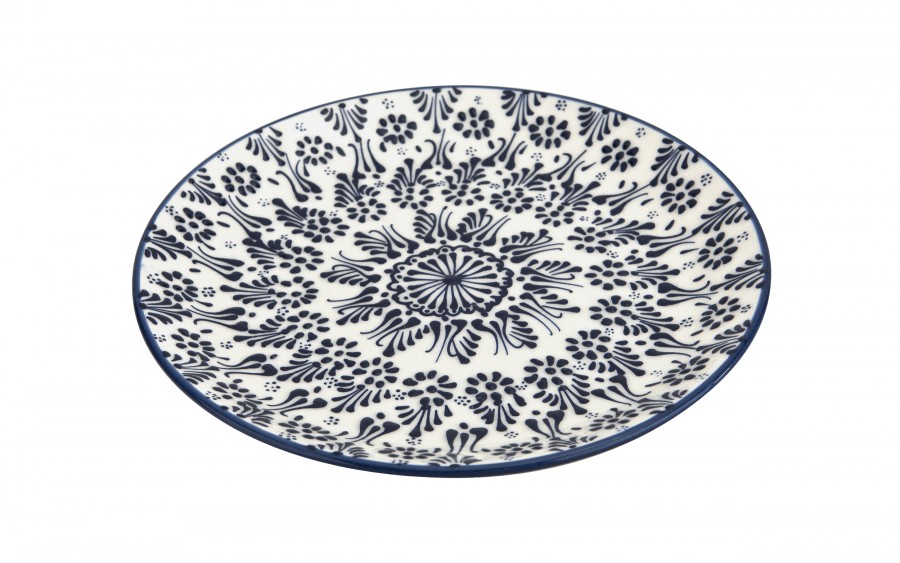Talerz płytki obiadowy 25 cm ceramiczny Oriental White Blue