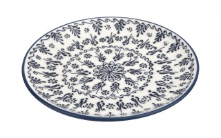 Talerz płytki obiadowy 25 cm ceramiczny Oriental White Blue