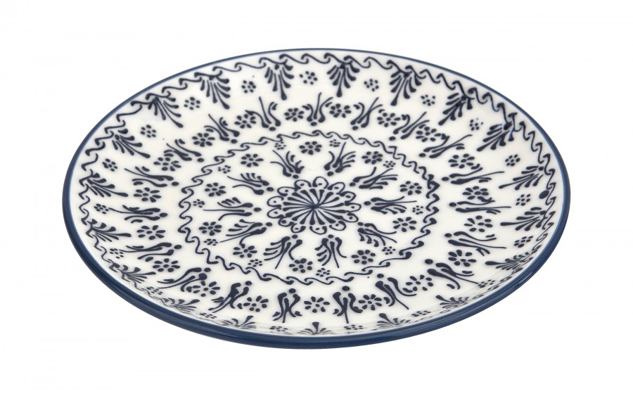 Talerz płytki obiadowy 25 cm ceramiczny Oriental White Blue