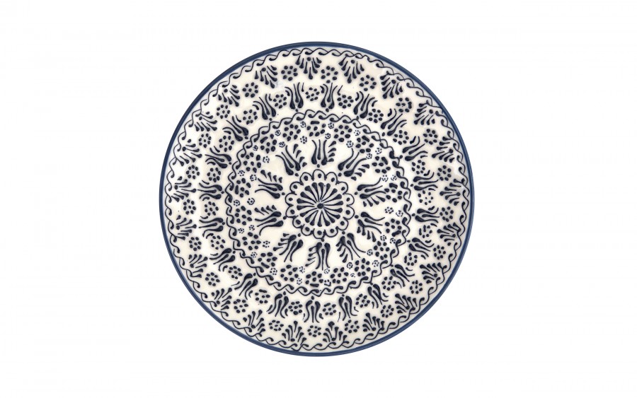 Talerz płytki obiadowy 25 cm ceramiczny Oriental White Blue