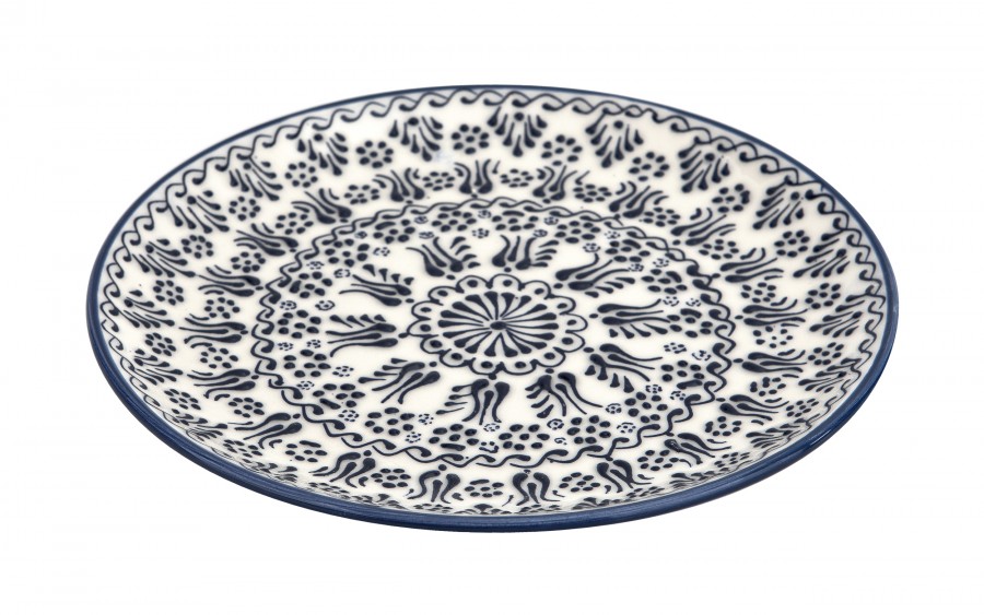 Talerz płytki obiadowy 25 cm ceramiczny Oriental White Blue