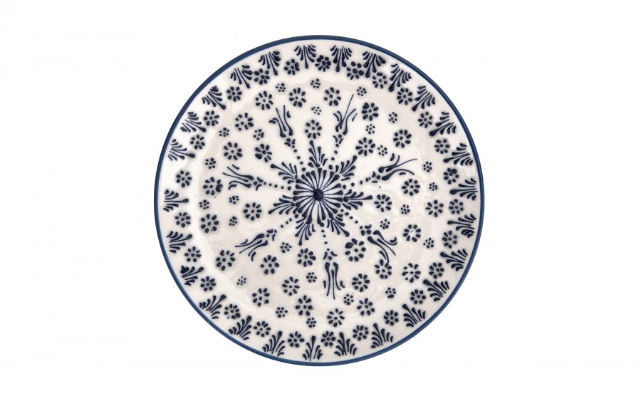 Talerz płytki obiadowy 25 cm ceramiczny Oriental White Blue