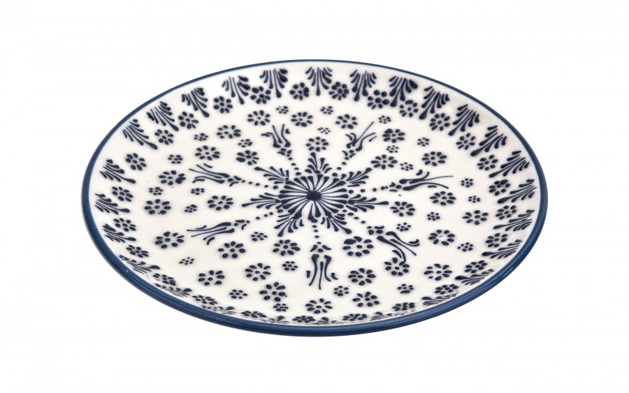 Talerz płytki obiadowy 25 cm ceramiczny Oriental White Blue