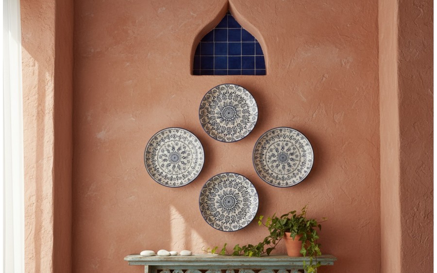 Talerz płytki obiadowy 25 cm ceramiczny Oriental White Blue