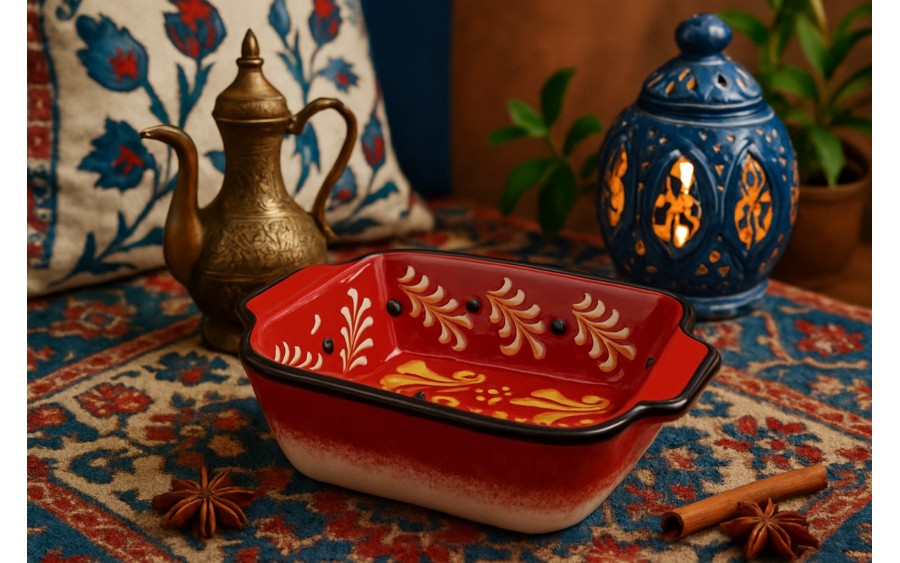 Salaterka ceramiczna z uchwytami 12,5 cm Oriental Red