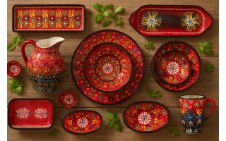 Salaterka ceramiczna owalna 10x7 cm Oriental Red
