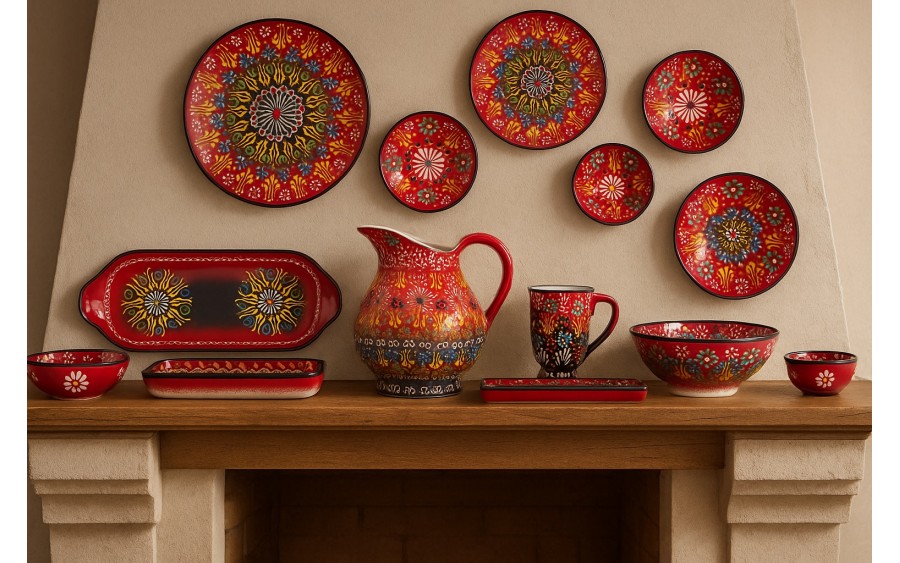 Talerz deserowy 18 cm ceramiczny Oriental Red