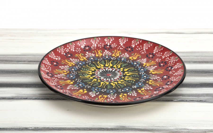 Talerz płytki obiadowy 25 cm ceramiczny Oriental Red