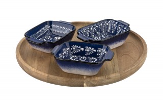 Salaterka ceramiczna z uchwytami 12,5 cm Oriental Blue