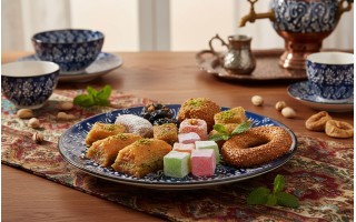 Talerz deserowy 18 cm ceramiczny Oriental Blue