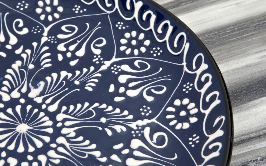 Talerz płytki obiadowy 25 cm ceramiczny Oriental Blue