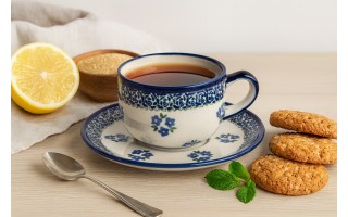 Filiżanka ceramiczna 200 ml + spodek Bolesławiec dek. 224