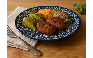 Talerz płytki obiadowy 25 cm ceramiczny Oriental Blue