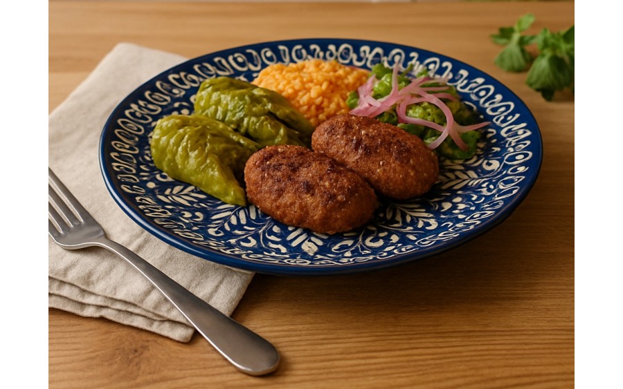 Talerz płytki obiadowy 25 cm ceramiczny Oriental Blue