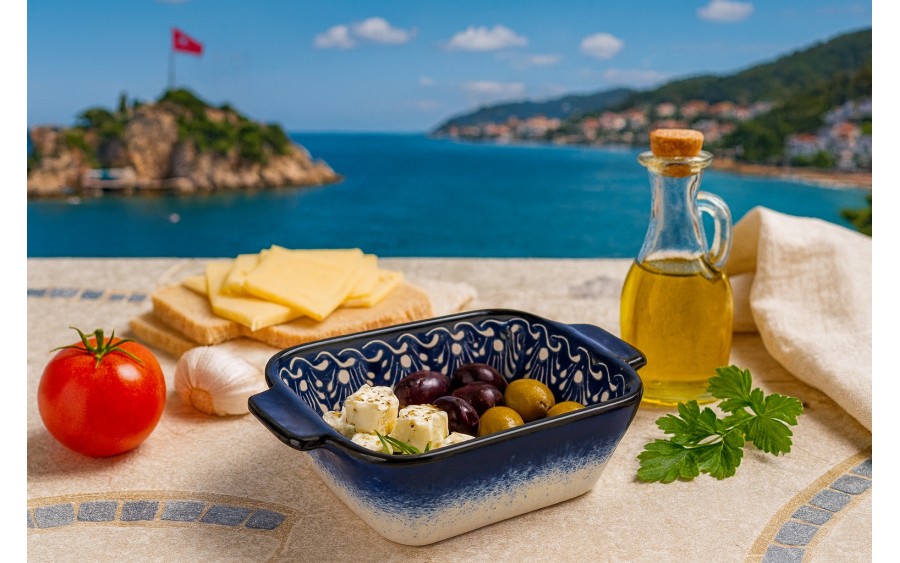 Salaterka ceramiczna z uchwytami 12,5 cm Oriental Blue