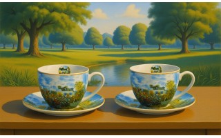 Zestaw 2 filiżanek do espresso 110 ml + spodki The Artist’s Garden at Vétheuil